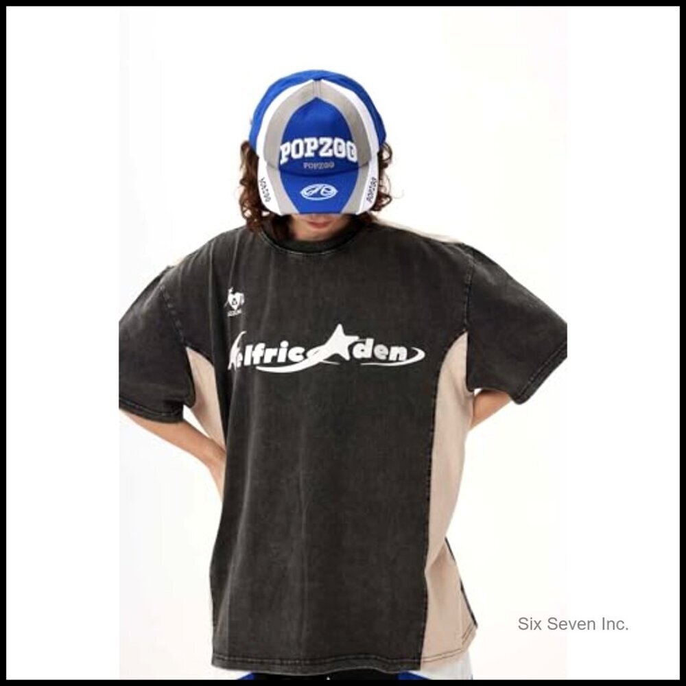 Oversized Graphic Tee Y2K Streetwear Casual Summer T-Shirt Loose Fit Washed - Picture 2 of 7
